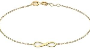 Gold Women's 9 ct Yellow Gold 15.5 x 4.8 mm Infinity Adjustable Bracelet of Length 18 cm/7 Inch - 19 cm/7.5 Inch