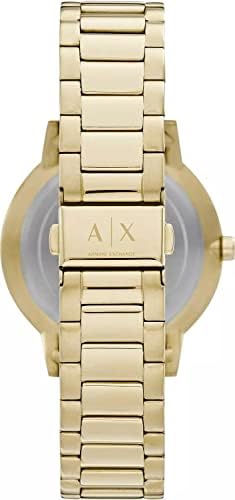 Armani Exchange Watch for Men, Three Hand Movement, 42 mm Gold Stainless Steel Case with a Stainless Steel Strap, AX7119