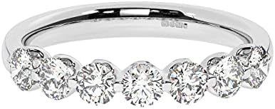 1 Carat Claw Set Round Brilliant Cut Diamonds Half Eternity Ring In Platinum