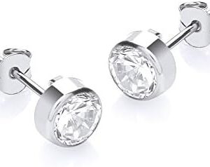 White Gold 5mm Round Cubic Zirconia Stud Earrings