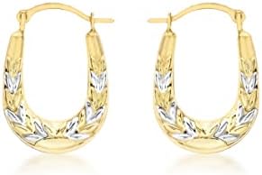 Carissima Gold Women's 9ct 2 Colour Gold Patterned Creole Earrings