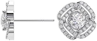 950 Platinum 100% Natural Round Brilliant Cut Diamonds Stud Earring