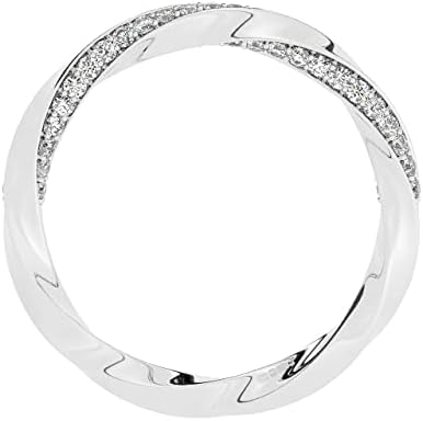950 Platinum 2 MM Pave Set 100% Natural Round Brilliant Cut Diamonds Half Eternity Ring For Women