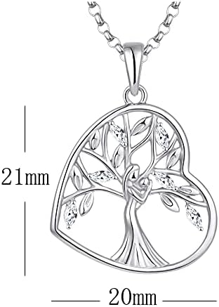 JO WISDOM Women Necklace,925 Sterling Silver Tree of Life Pendant Necklace with 3A Cubic Zirconia,Jewelry for Women