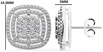 950 Platinum 100% Natural Double Halo Diamonds Stud Earring