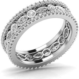 1.30ct Bezel Set Round Brilliant and Marquise Cut Diamonds Full Eternity Ring Available in Gold and Platinum