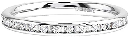 0.20 Carat Channel Set Round and Baguette Cut Diamonds Half Eternity Ring in 950 Platinum,Hallmarked By Assay Office London