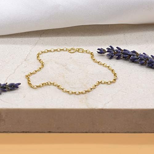 Women’s 9 ct Yellow Gold Hollow 2 mm Diamond Cut Oval Belcher Chain Bracelet of Length 19 cm/7.5 Inch