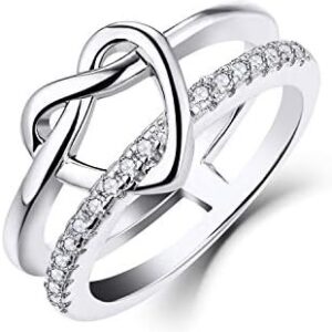 925 Sterling Silver Infinity Heart Wide Promise Ring, Jewellery for Women