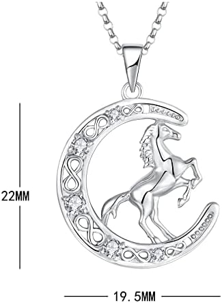 JO WISDOM Women Horse Necklace,925 Sterling Silver Pendant with Chain with AAA Cubic Zirconia