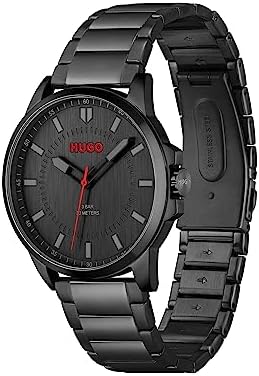 HUGO Analogue Quartz Watch for Men with Black Stainless Steel Bracelet – 1530187