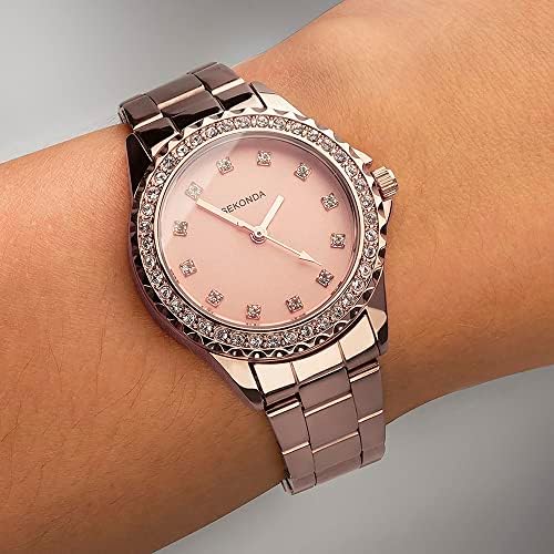Sekonda Elizabeth Women’s Quartz Watch 33mm with Stone Set Case, Analogue Display and Stainless Steel Bracelet