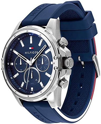 Tommy Hilfiger Analogue Multifunction Quartz Watch for Men with Blue Silicone Bracelet – 1791791