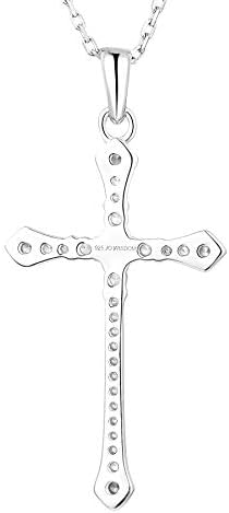 JO WISDOM Women Necklace,925 Sterling Silver AAA Cubic Zirconia Cross Crucifix Celtic Pendant Necklace,Jewellry for Women
