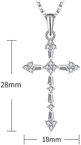 JO WISDOM Women Necklace,925 Sterling Silver Cross Crucifix 3A Cubic Zirconia Pendant Necklace,Gift for Mum