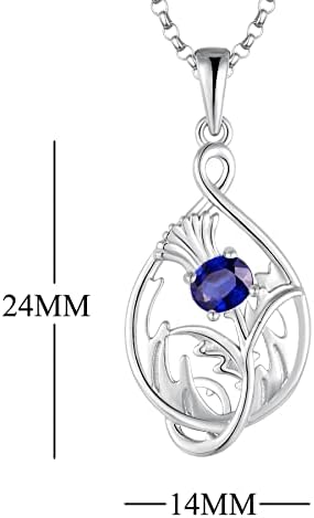 JO WISDOM Scottish Thistle Necklace,925 Sterling Silver Celtic Scotland Flower Outlander Pendant Necklace with Oval 4 * 5mm 3A Cubic Zirconia,Jewelry for Women