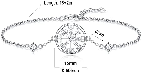 JO WISDOM 925 Sterling Silver Viking Vegvisir Bracelet for Women