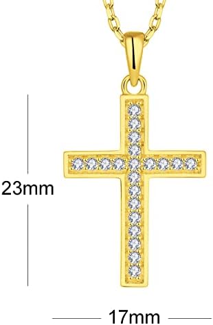 JO WISDOM Women Necklace,925 Sterling Silver Cross Crucifix Pendant with Chain with 3A Cubic Zirconia