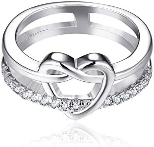JO WISDOM Women Ring,925 Sterling Silver Infinity Heart Wide Promise Ring,Jewellery for Women