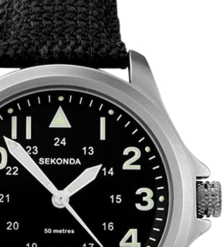 Sekonda Mens 43mm Wingman Pilot Style Watch with Date Window and Nylon Strap 50m Water Resistant