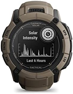 Garmin Instinct 2X SOLAR Tactical Edition, Large Rugged GPS Smartwatch, Built-in Sports Apps and Health Monitoring, Solar Charging, Dedicated Tactical Features and Ultratough Design Features, Tan