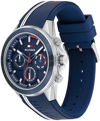 Tommy Hilfiger Analogue Multifunction Quartz Watch for Men with Blue Silicone Bracelet – 1791859