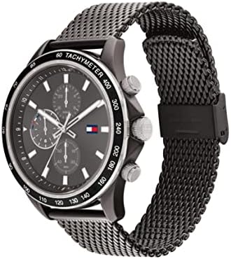 Tommy Hilfiger Analogue Multifunction Quartz Watch for Men with Gunmetal Stainless Steel Mesh Bracelet – 1792019