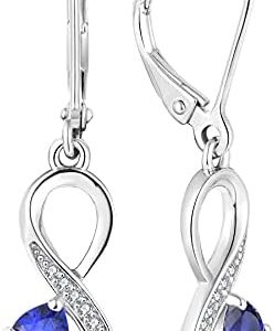 JO WISDOM Women Infinity Heart Earrings,925 Sterling Silver Leverback Dangle & Drop Earrings with 3A Cubic Zirconia