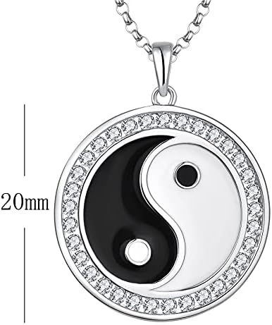 JO WISDOM Women Necklace,925 Sterling Silver Yin Yang Amulet Pendant with Chain with AAA Cubic Zirconia