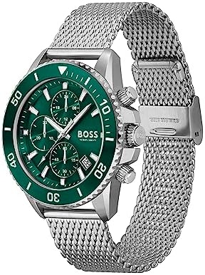 BOSS Chronograph Quartz Watch for men with Silver Stainless Steel mesh bracelet – 1513905