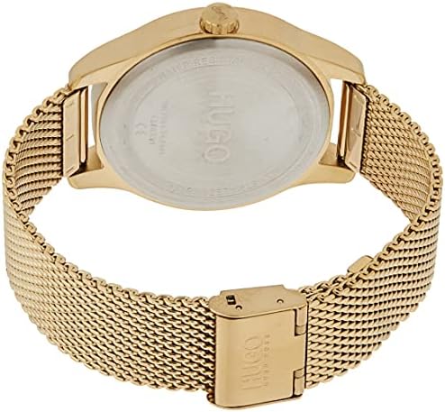 HUGO Analogue Quartz Watch for Men with Gold Colored Stainless Steel mesh Bracelet – 1530138